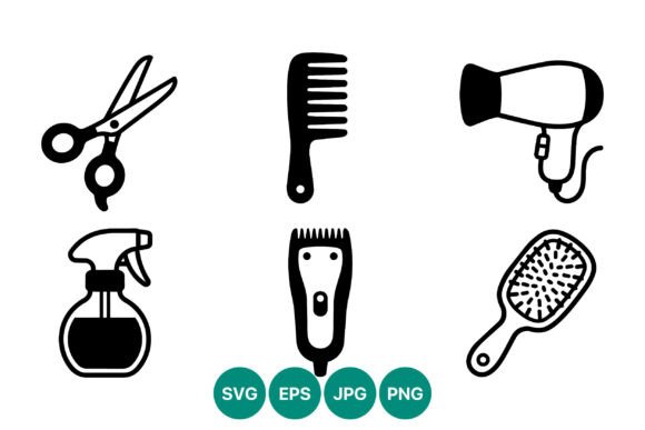 Download Hair Salon Tools Icon Set Black White - Icon Collection