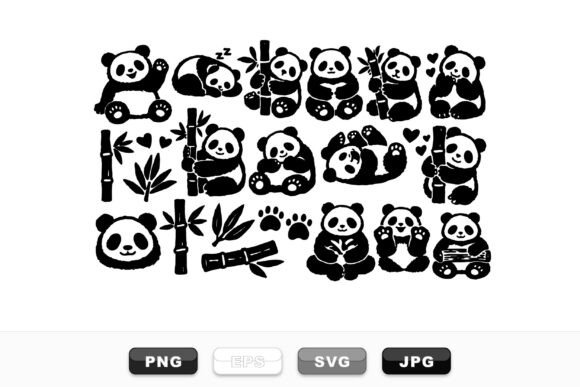 Download Cute Panda Bamboo Clipart Set - Premium Bundle