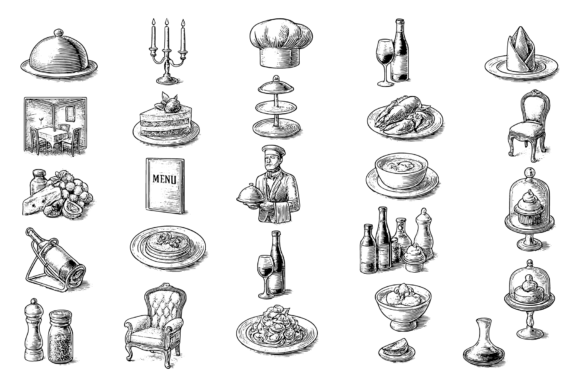 Download Vintage Restaurant Icon Set - Icon Collection