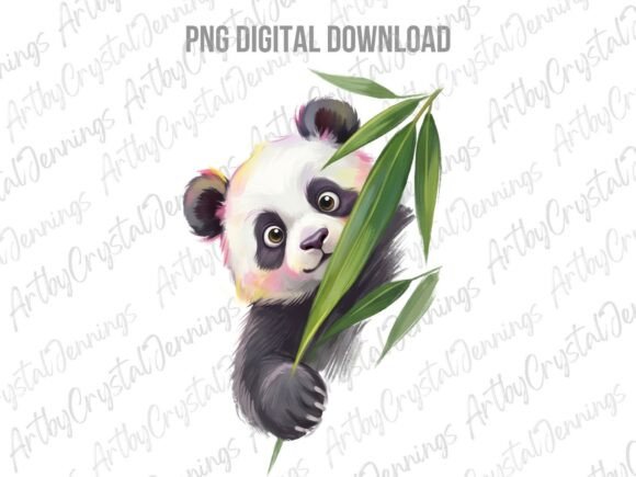 Download Cute Panda Peeking with Bamboo PNG - Bamboo Collection