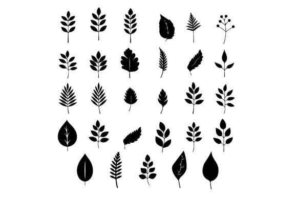 Download A Black Silhouette Leaf Symbol Set - Premium Resources