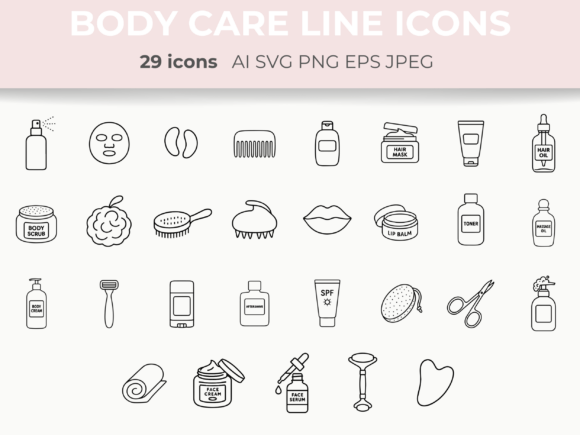 Download Skin, Hair &amp; Body Care Line Icons SVG - Icon Collection