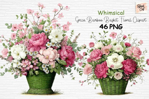 Download Whimsical Bamboo Basket Floral Clipart - Bamboo Collection