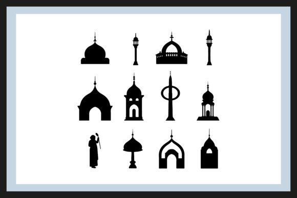 Download A Black Silhouette Muslim Symbol Set - Symbol set Collection